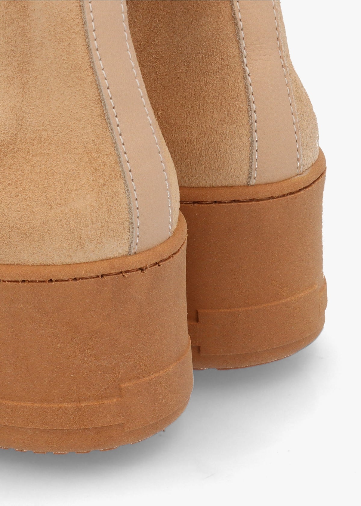 Tred Beige Suede Flatform Chelsea Boots
