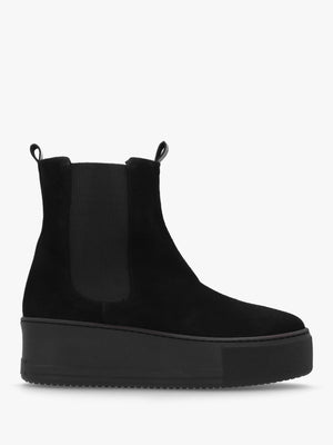 Tred Black Suede Flatform Chelsea Boots