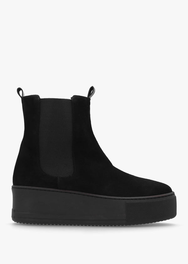 Tred Black Suede Flatform Chelsea Boots