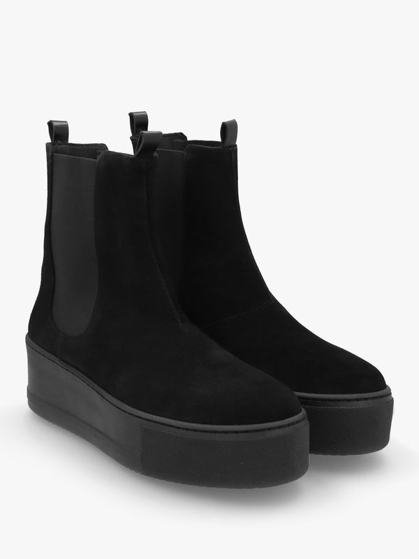 Tred Black Suede Flatform Chelsea Boots