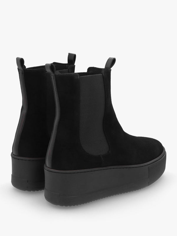Tred Black Suede Flatform Chelsea Boots