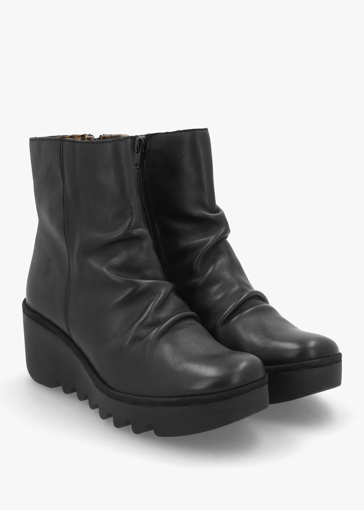 Baan Black Leather Wedge Ankle Boots