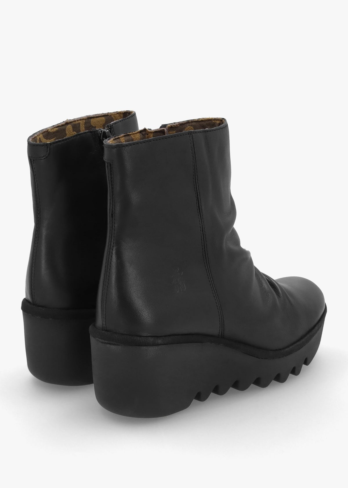 Baan Black Leather Wedge Ankle Boots