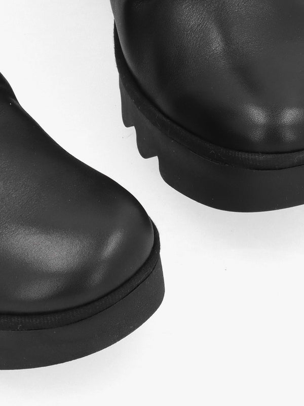 Baan Black Leather Wedge Ankle Boots