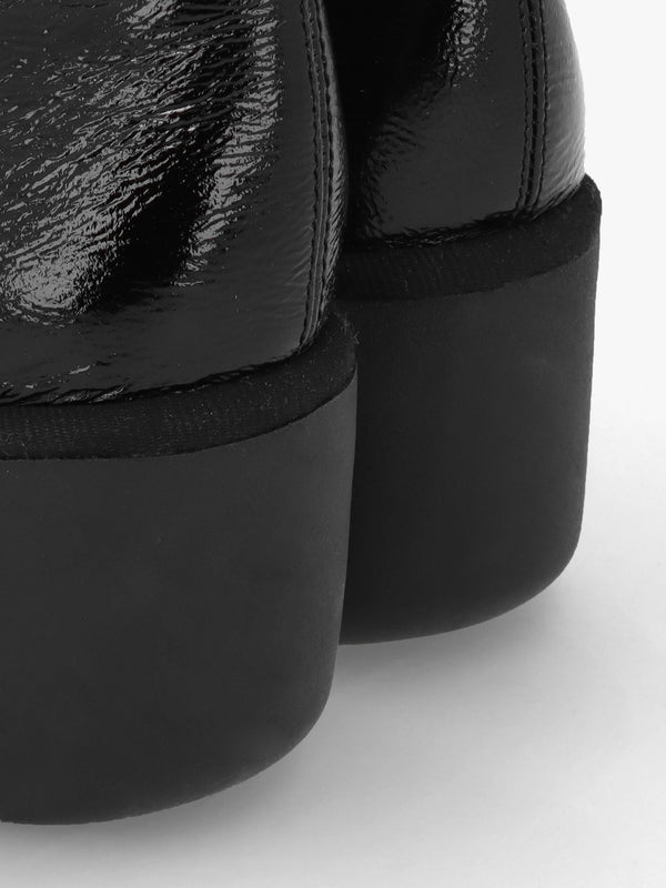 Baan Black & Silver Leather Wedge Ankle Boots