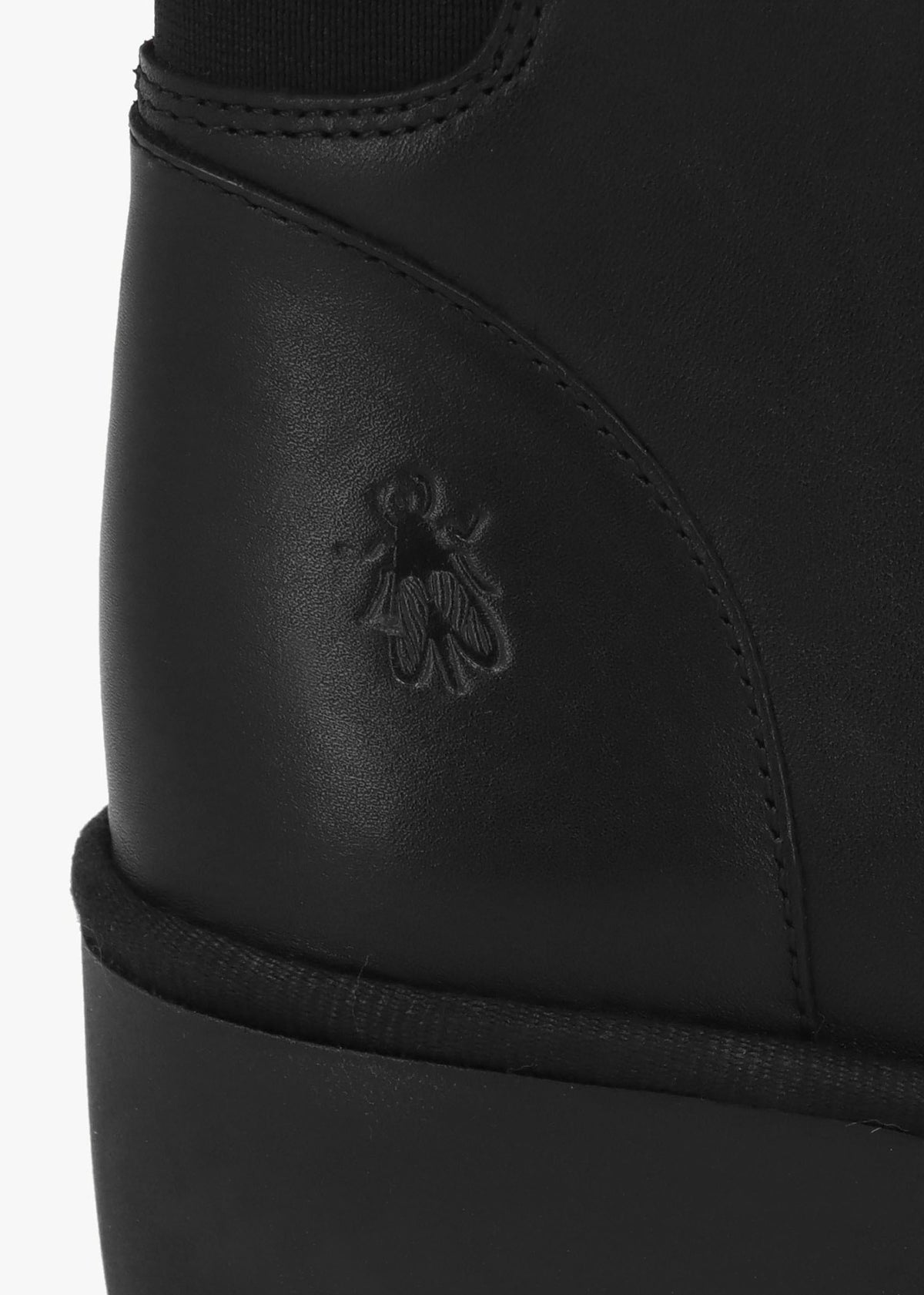 Baaz Black Leather Front Zip Wedge Ankle Boots