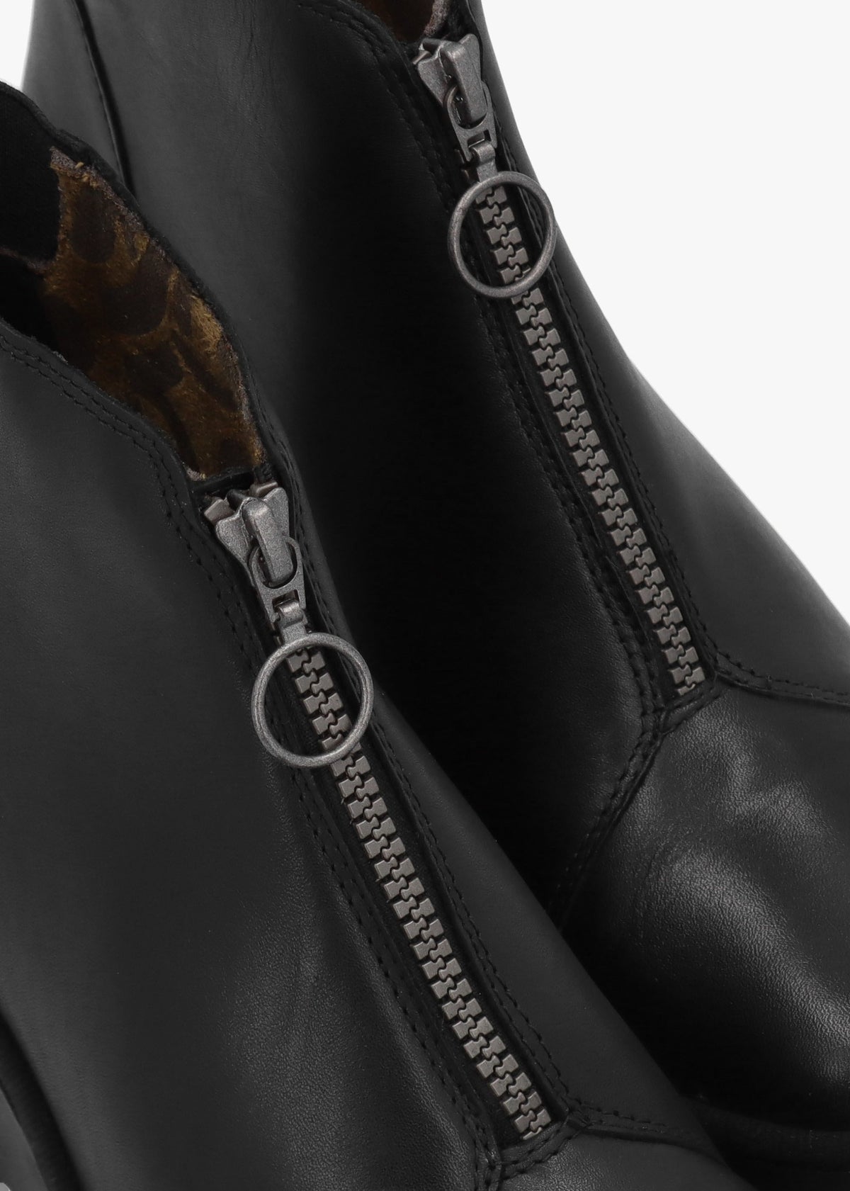 Baaz Black Leather Front Zip Wedge Ankle Boots