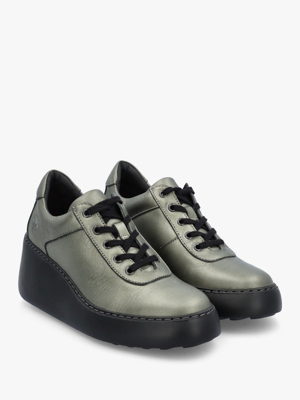 Dipo Graphite Leather Wedge Trainers