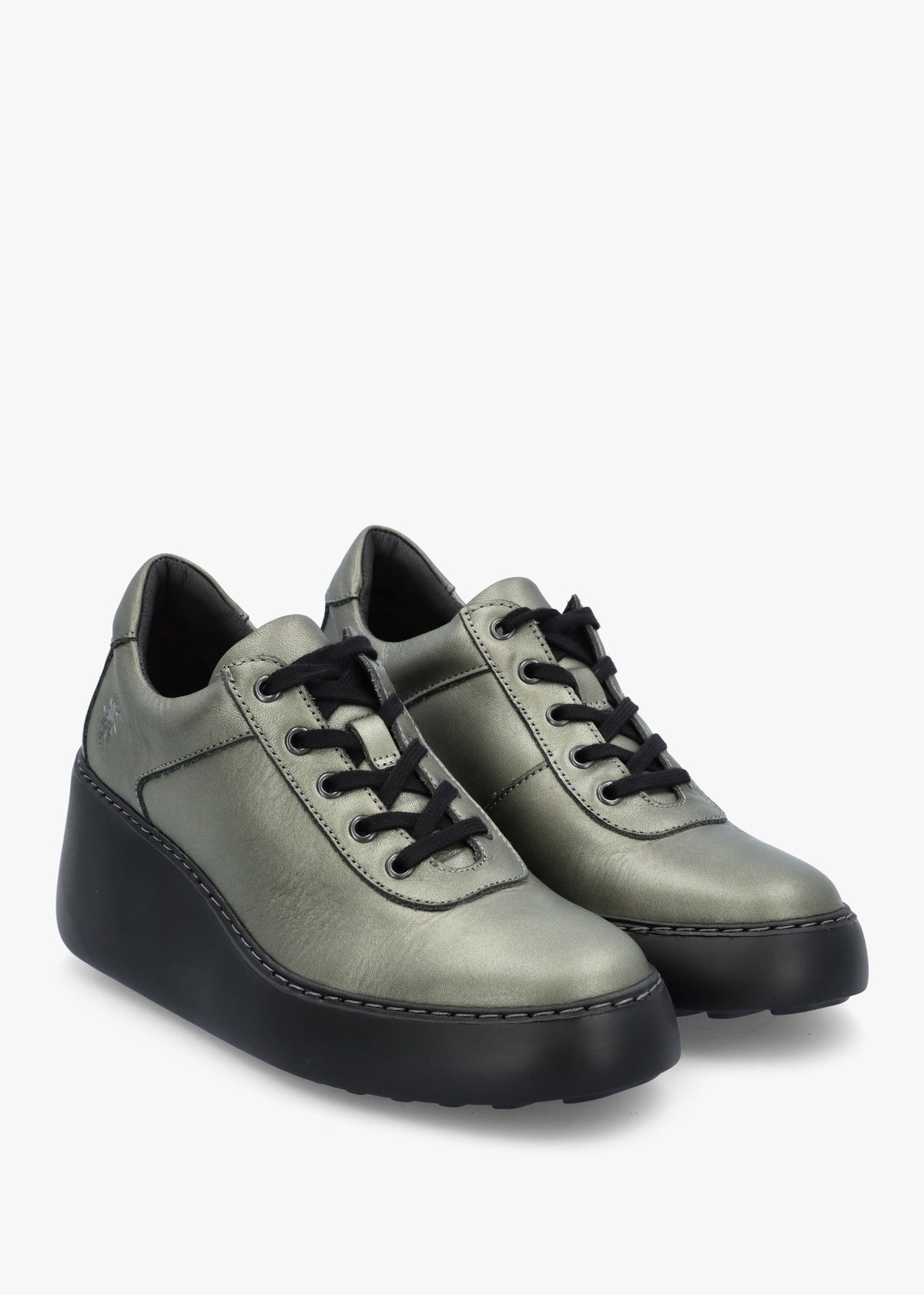 Dipo Graphite Leather Wedge Trainers