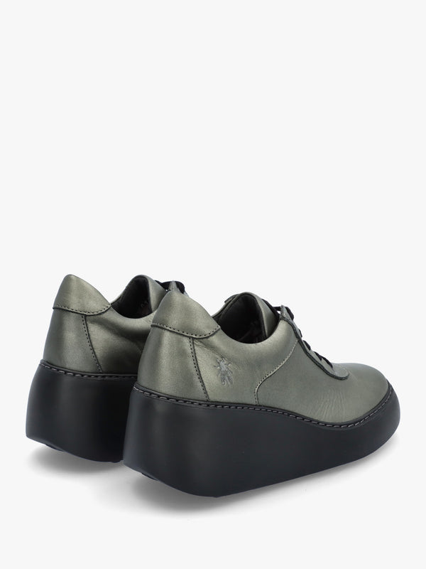 Dipo Graphite Leather Wedge Trainers