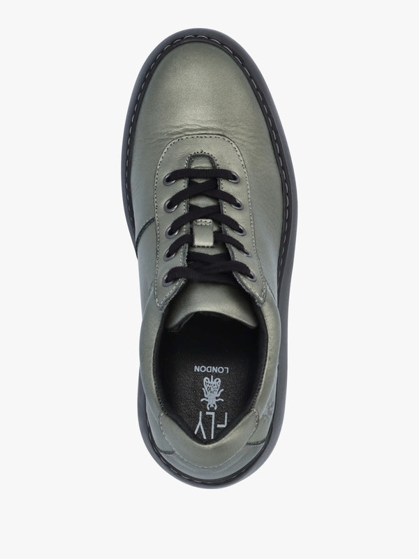 Dipo Graphite Leather Wedge Trainers