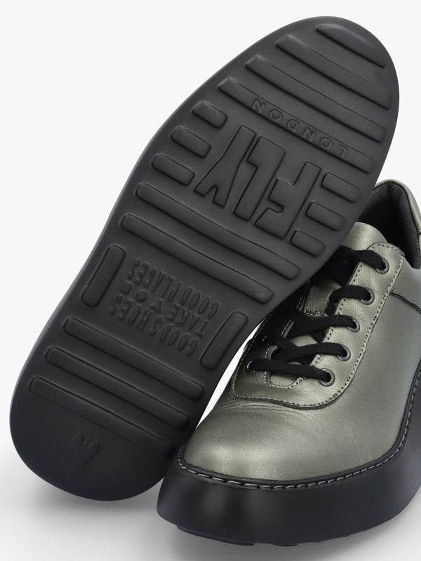 Dipo Graphite Leather Wedge Trainers