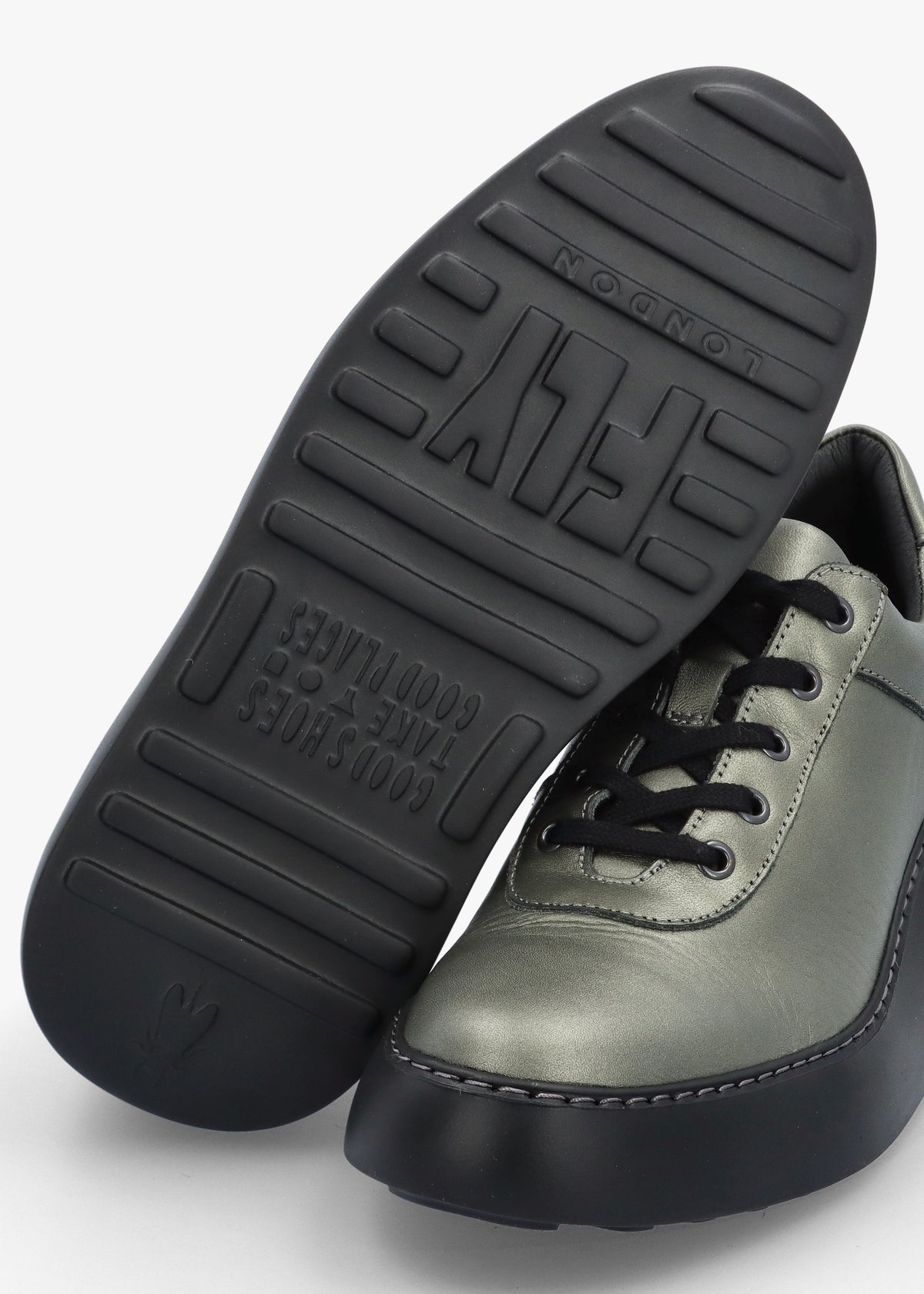 Dipo Graphite Leather Wedge Trainers