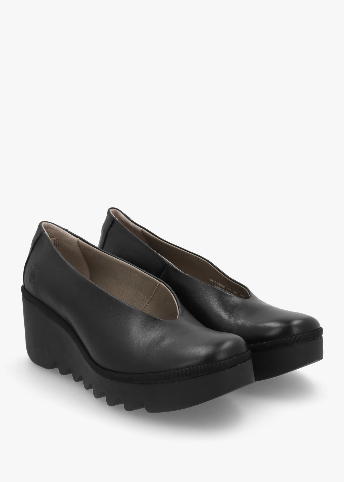 Beso Black Leather Wedge Court Shoes
