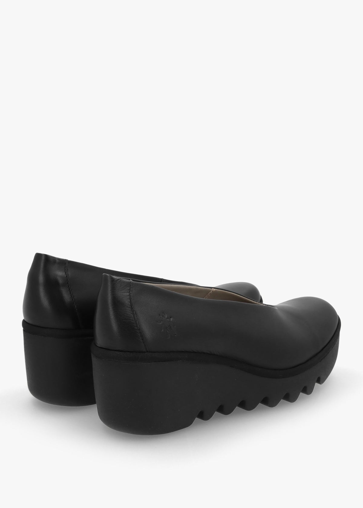 Beso Black Leather Wedge Court Shoes