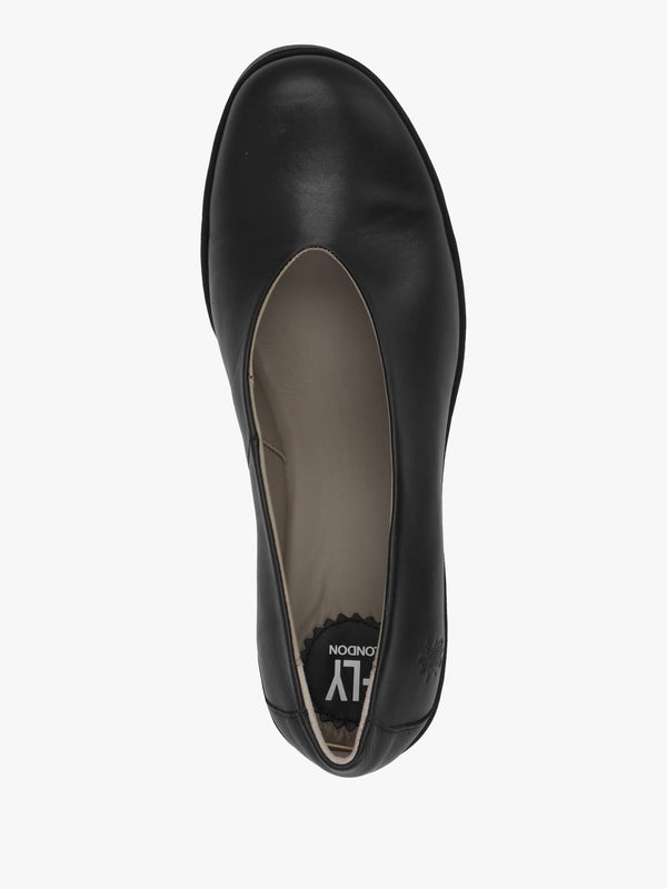 Beso Black Leather Wedge Court Shoes