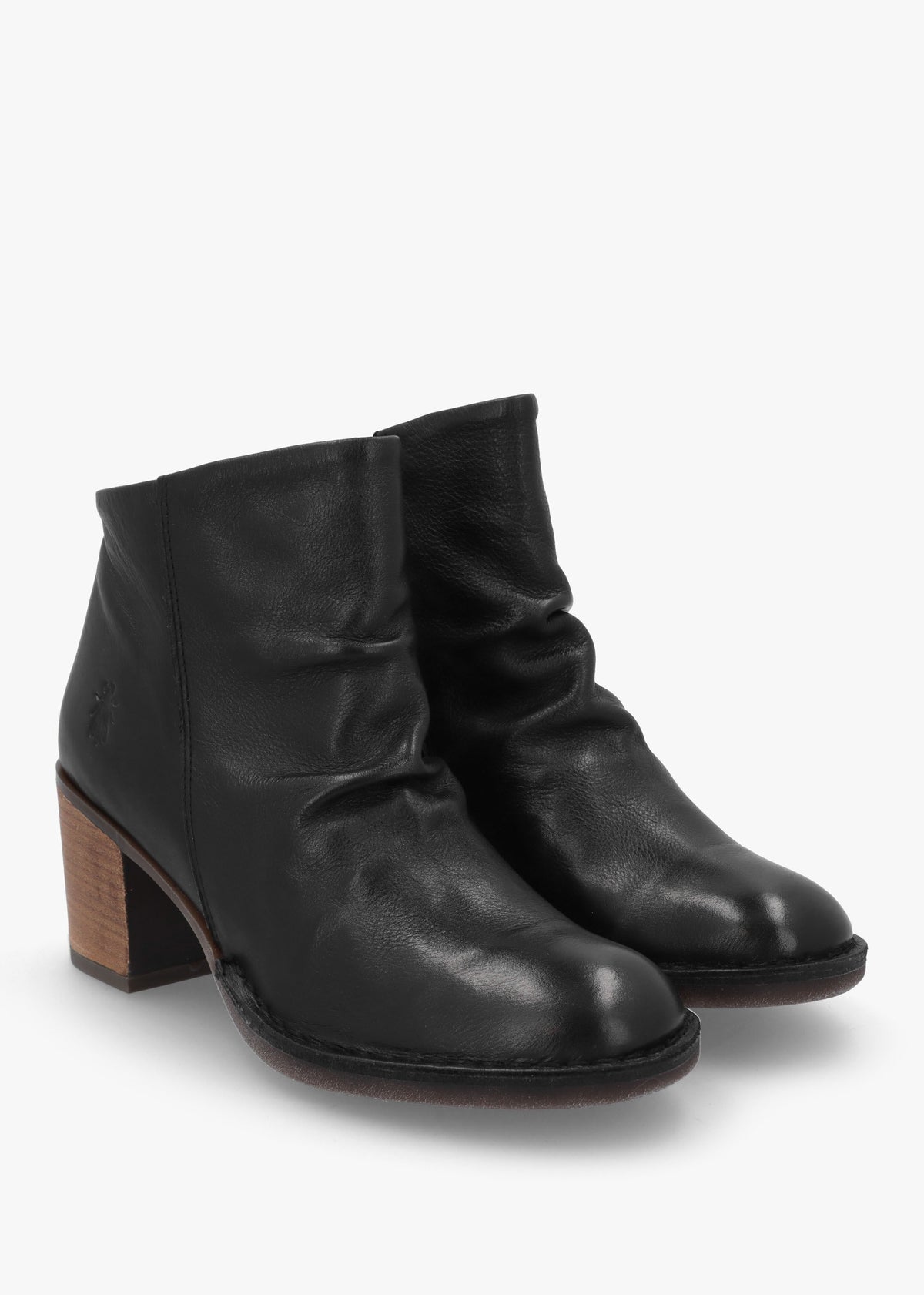 Bell Black Leather Block Heel Ankle Boots