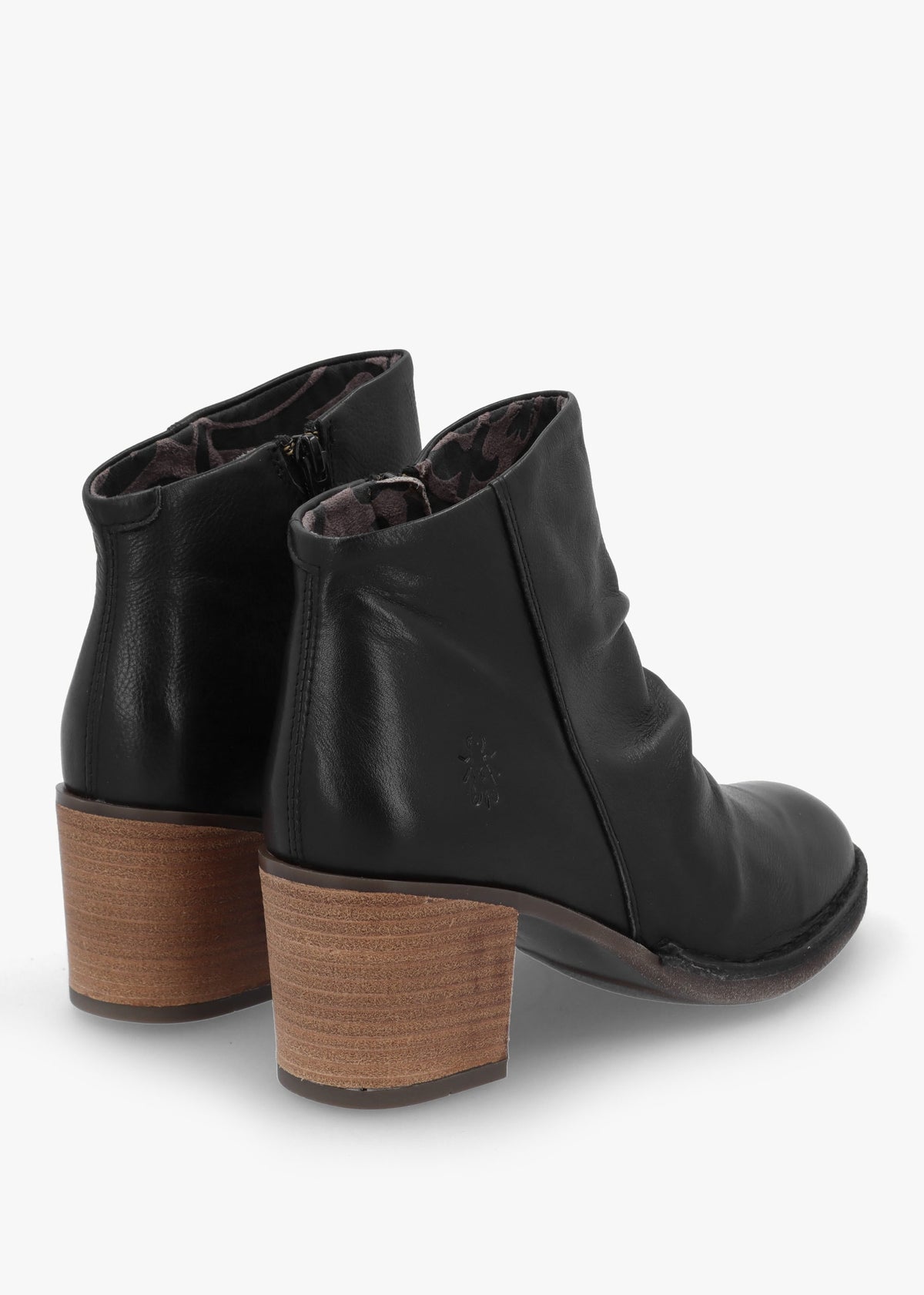 Bell Black Leather Block Heel Ankle Boots