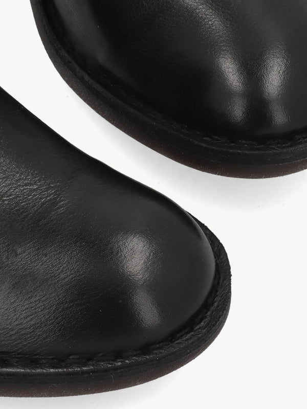 Bell Black Leather Block Heel Ankle Boots