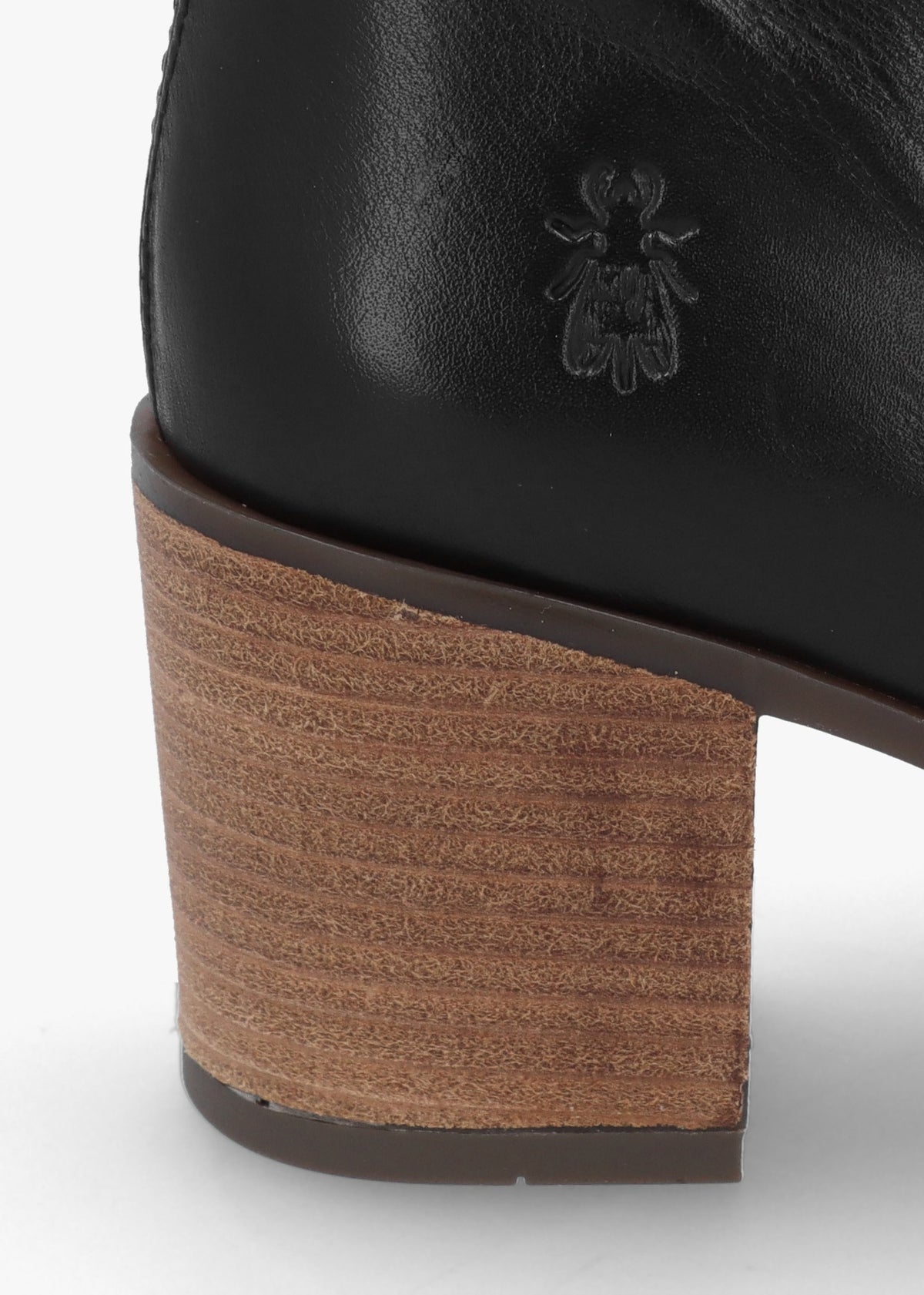 Bell Black Leather Block Heel Ankle Boots
