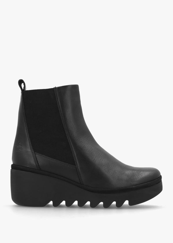 Bagu Black Leather Wedge Chelsea Boots