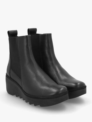 Bagu Black Leather Wedge Chelsea Boots