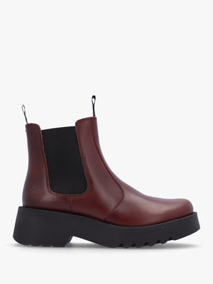 Medi Wine Leather Chunky Chelsea Boots