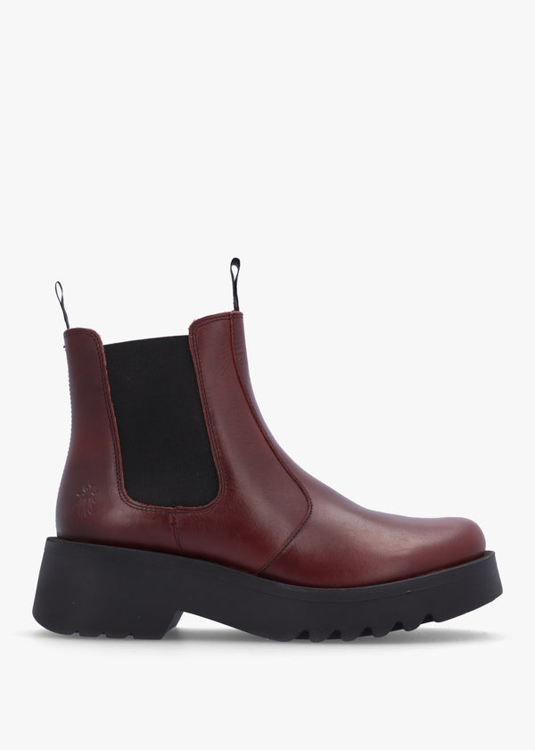 Medi Wine Leather Chunky Chelsea Boots