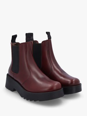 Medi Wine Leather Chunky Chelsea Boots
