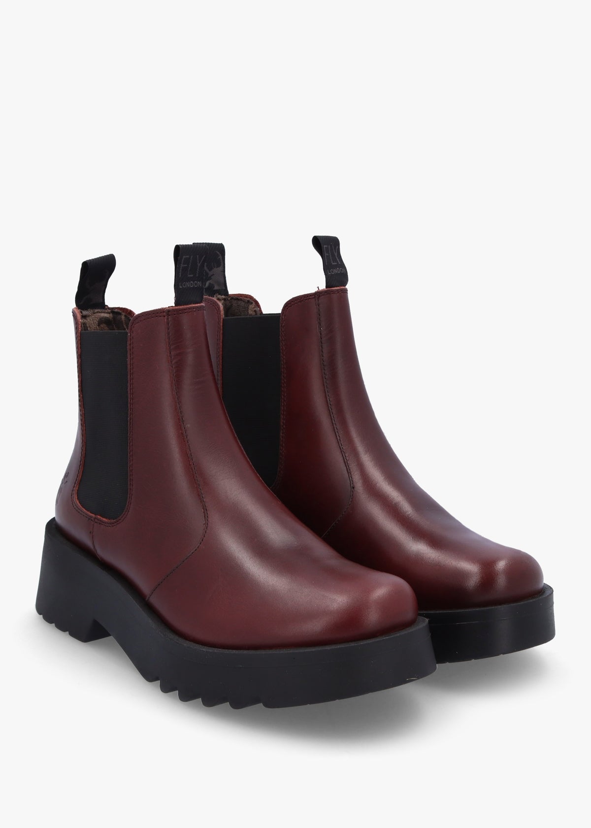 Medi Wine Leather Chunky Chelsea Boots