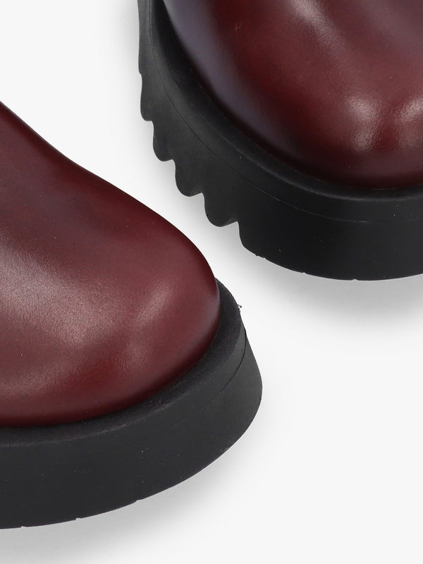 Medi Wine Leather Chunky Chelsea Boots