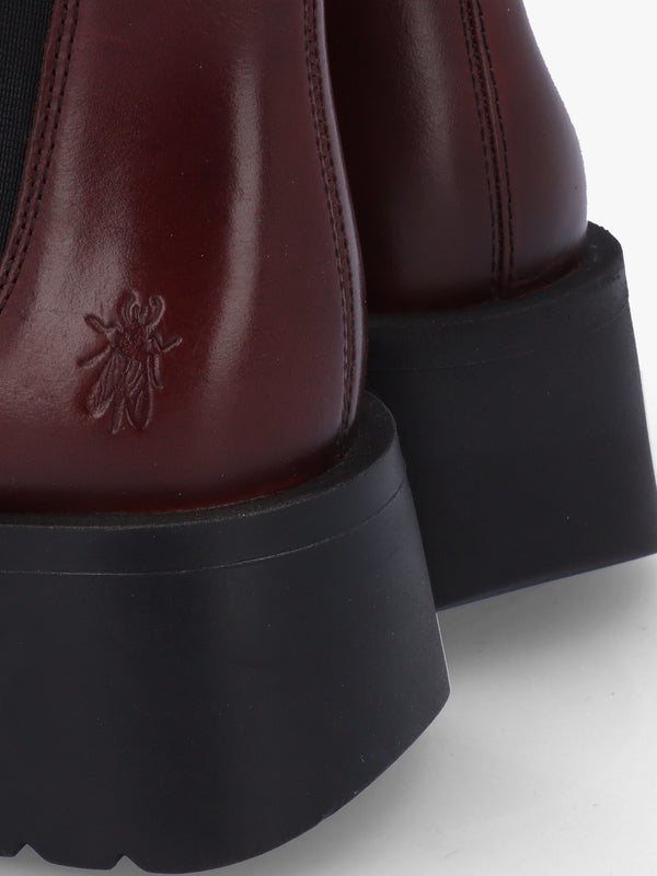 Medi Wine Leather Chunky Chelsea Boots