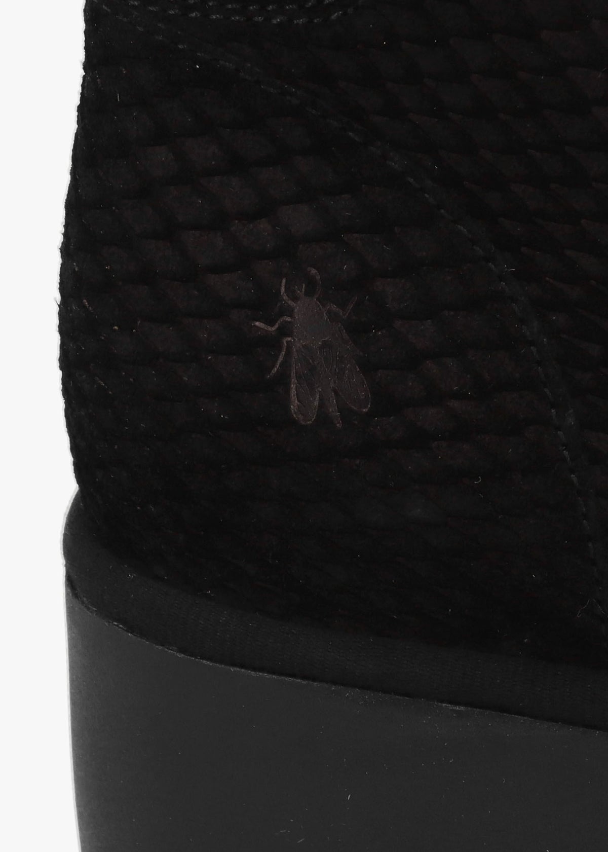 Baaz Black Reptile Suede Front Zip Wedge Ankle Boots