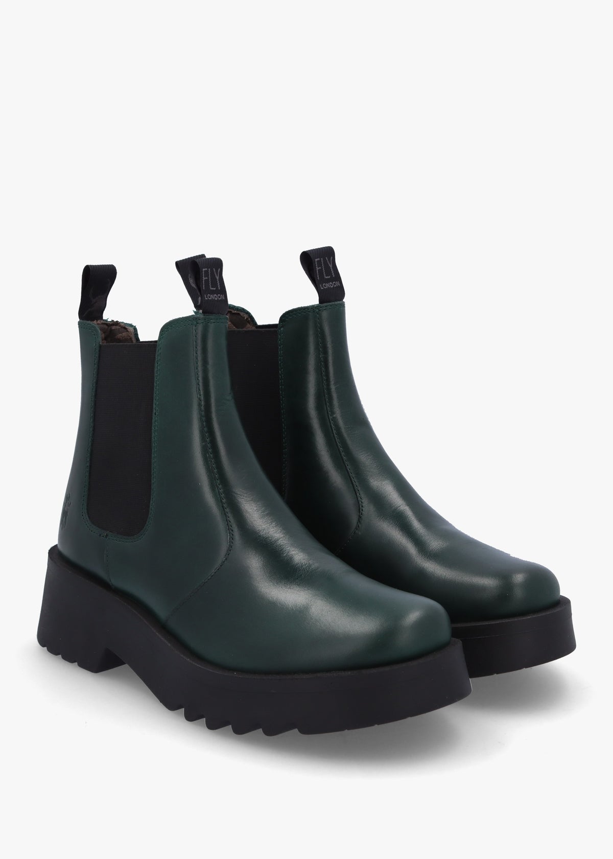 Medi Petrol Leather Chunky Chelsea Boots