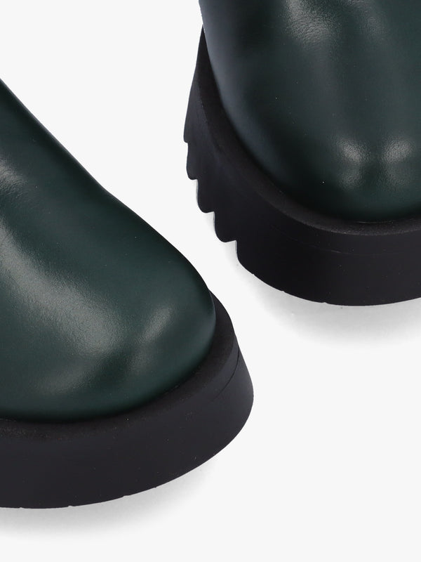 Medi Petrol Leather Chunky Chelsea Boots