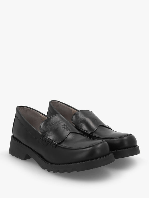 Rixi Black Leather Chunky Loafers