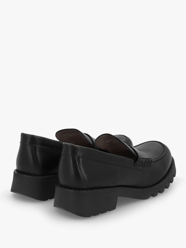Rixi Black Leather Chunky Loafers