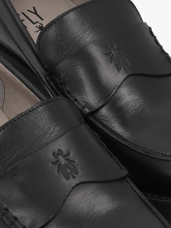 Rixi Black Leather Chunky Loafers