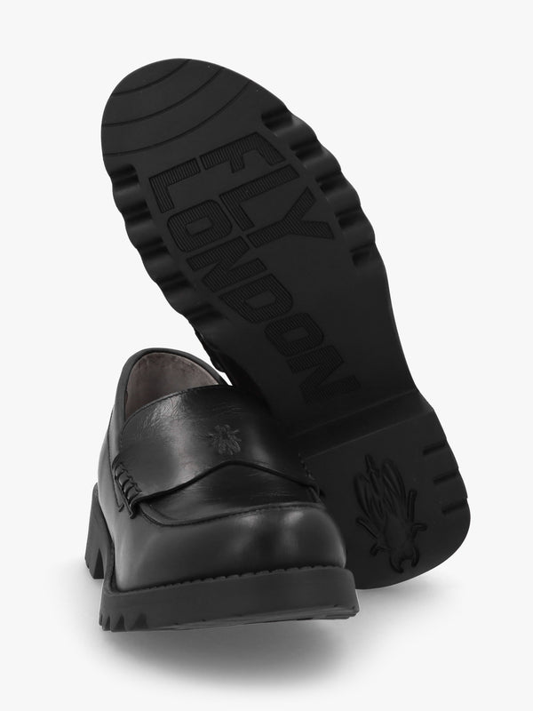 Rixi Black Leather Chunky Loafers