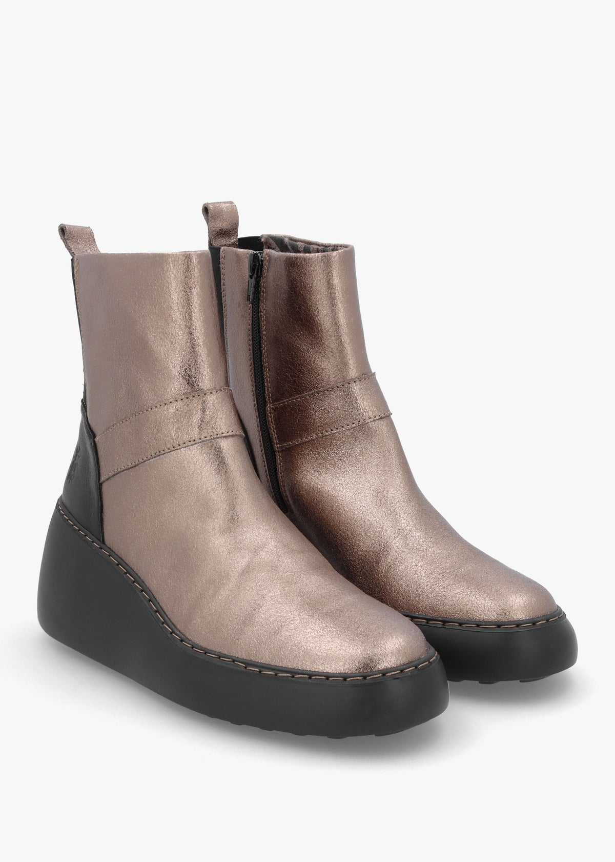 Doxe Dark Gold Leather Wedge Boots
