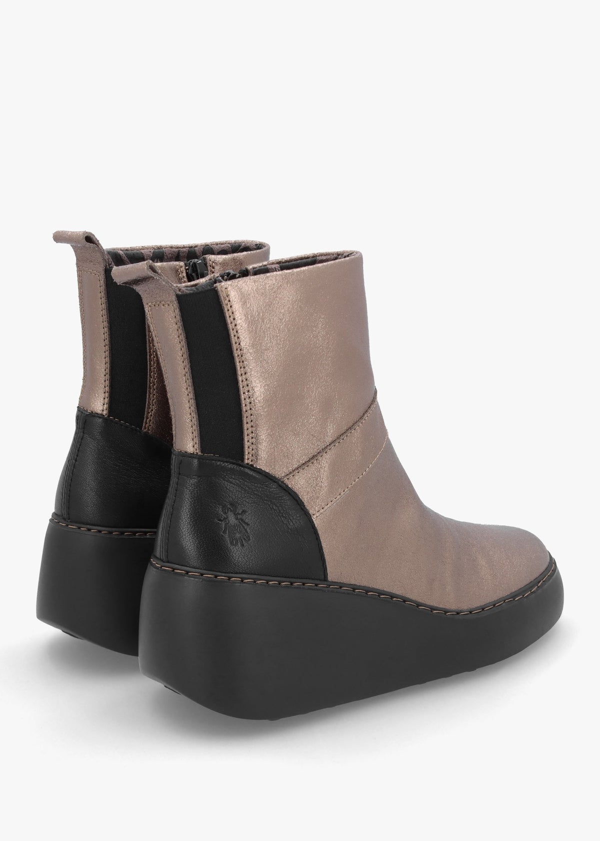 Doxe Dark Gold Leather Wedge Boots