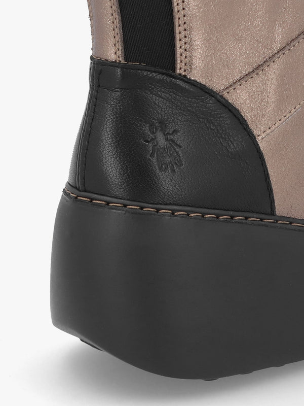 Doxe Dark Gold Leather Wedge Boots