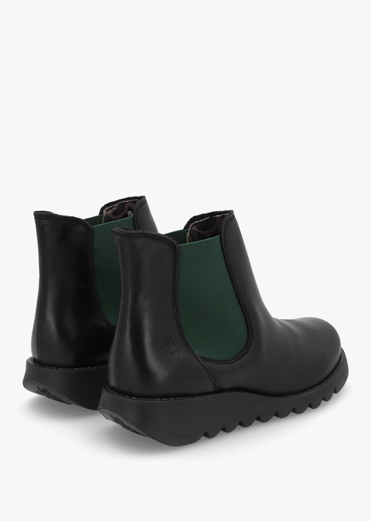 Salv Black & Green Leather Wedge Chelsea Boots