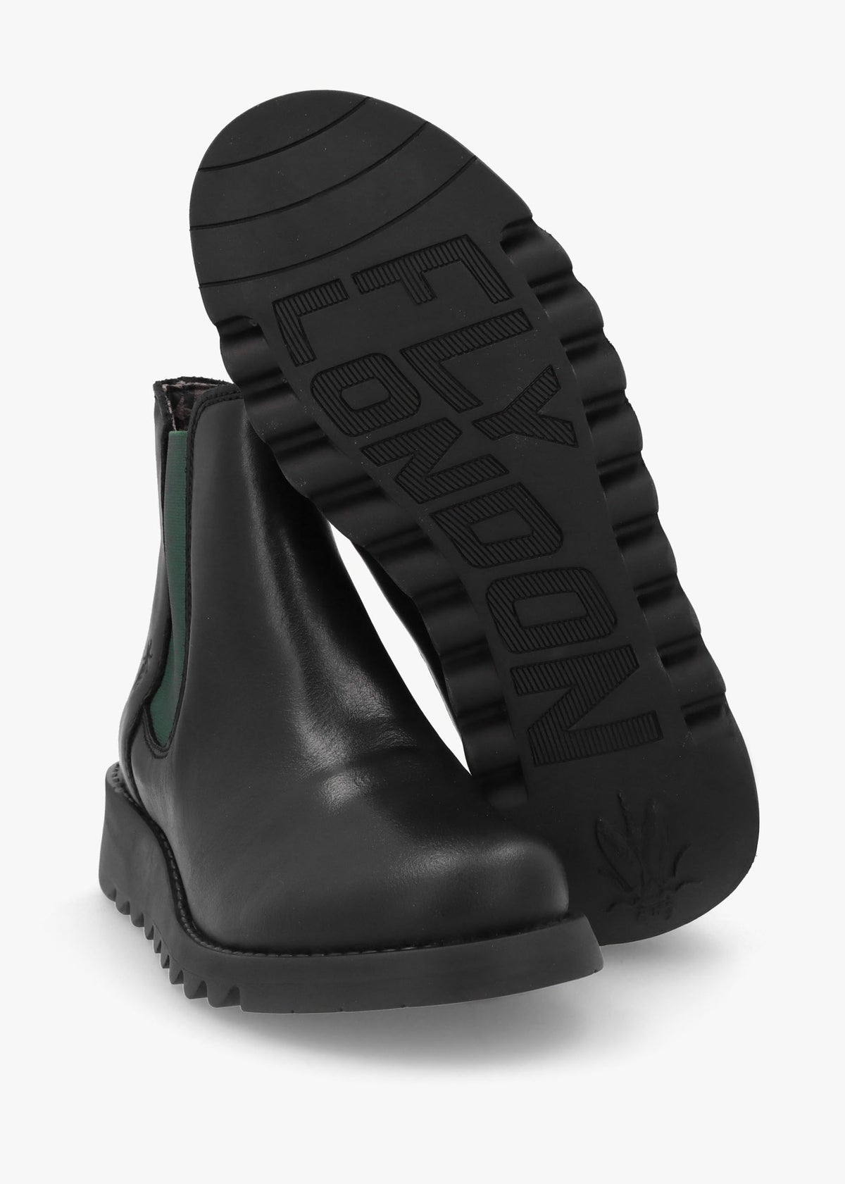 Salv Black & Green Leather Wedge Chelsea Boots