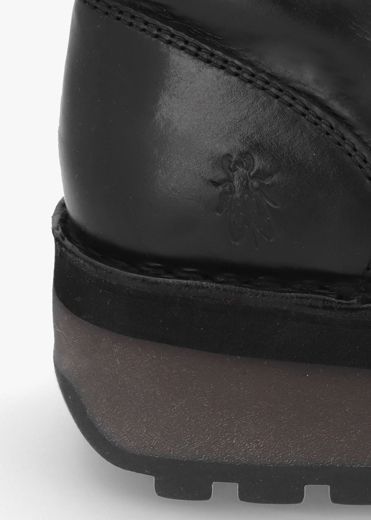 Hole Black Leather Low Wedge Ankle Boots