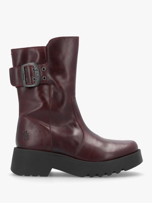 Mazz Wine Leather Chunky Calf Boots