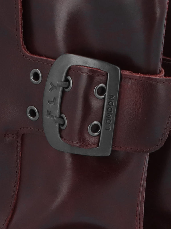 Mazz Wine Leather Chunky Calf Boots