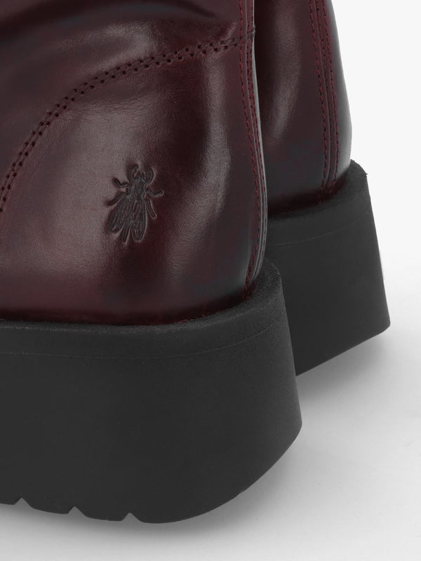 Mazz Wine Leather Chunky Calf Boots
