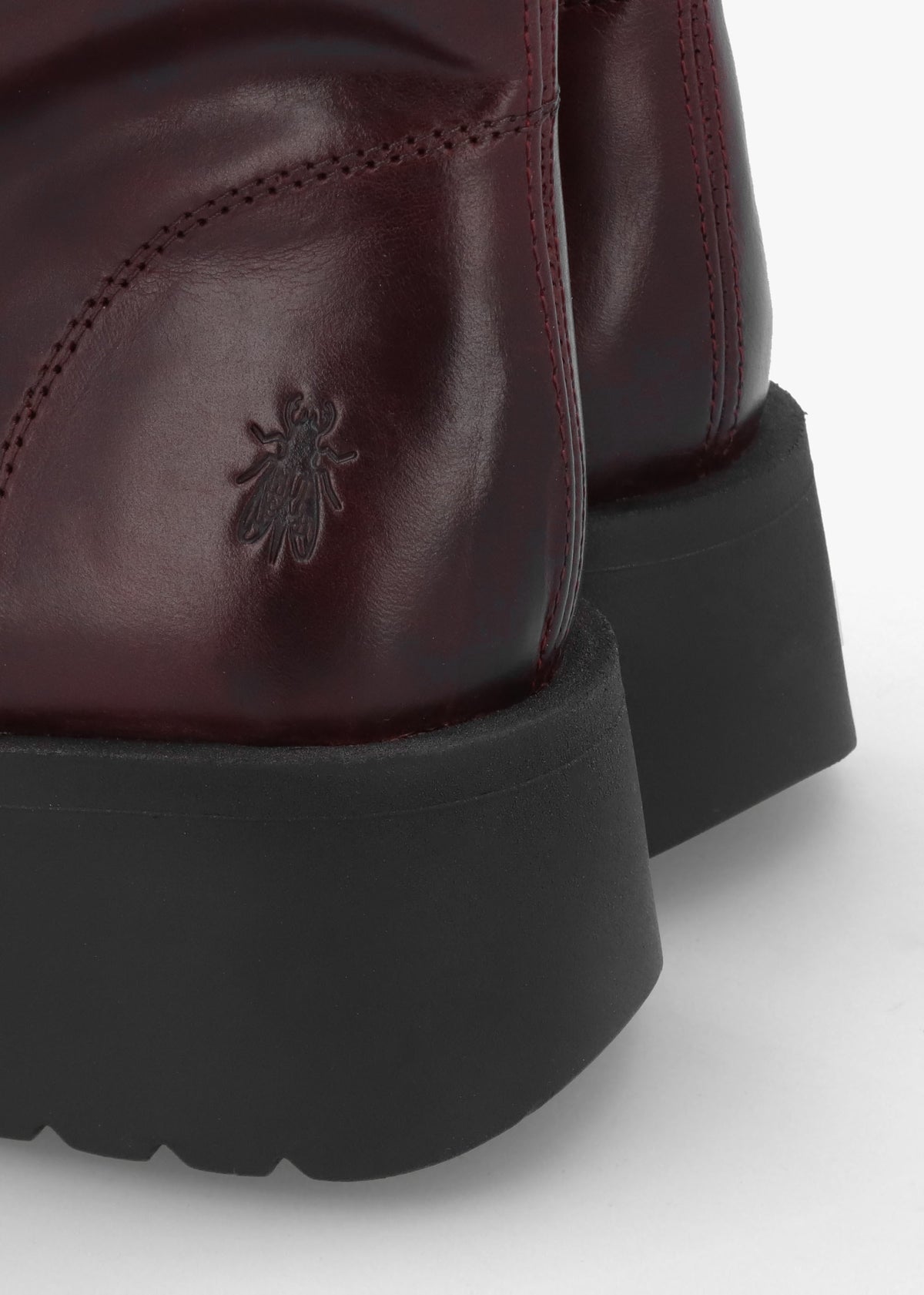 Mazz Wine Leather Chunky Calf Boots