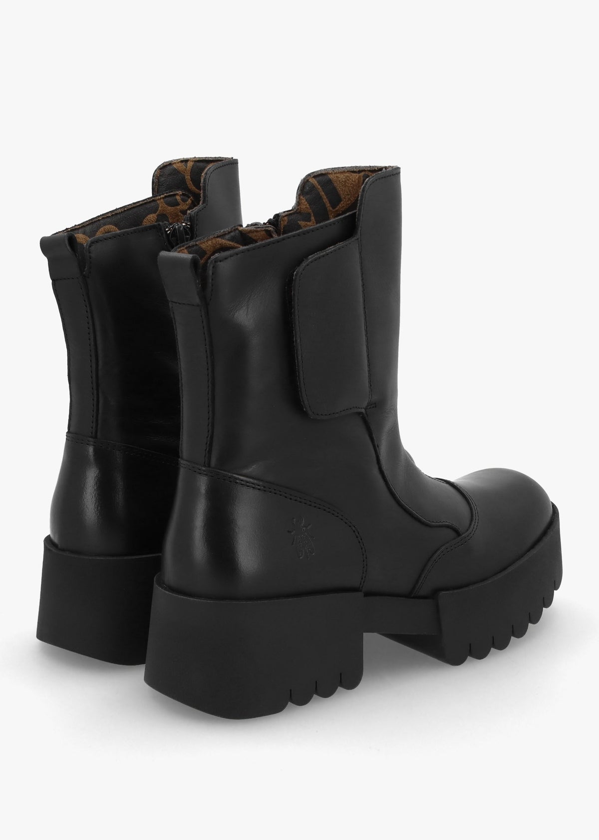 Egli Black Leather Block Heel Chunky Ankle Boots